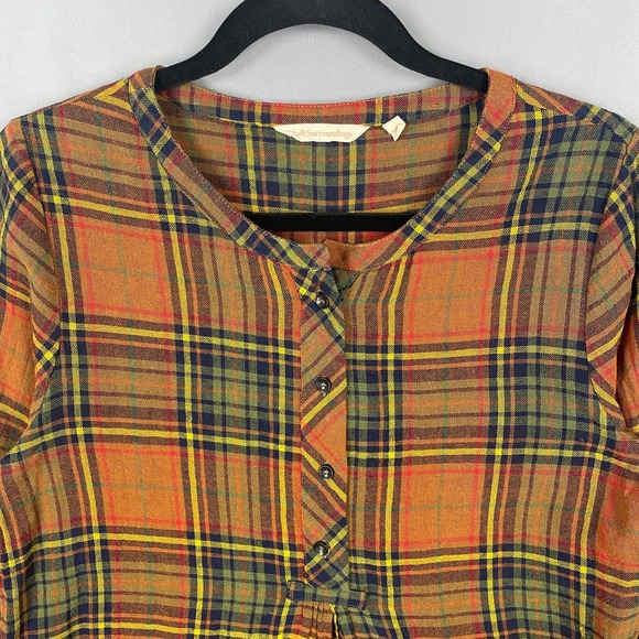 Soft Surroundings Blouse Brown Plaid Knit - Picture 2 of 11
